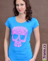 Dámské triko Flower Skull T - Modrá